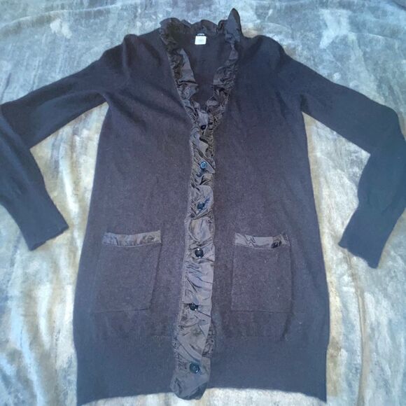 J Crew Mix Media Cardigan Size Medium Black - Picture 2 of 9